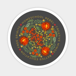 Colorful Flower Circle for Homeschool Rebels in Red, Yellow, Green Magnet